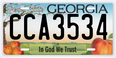 GA license plate CCA3534