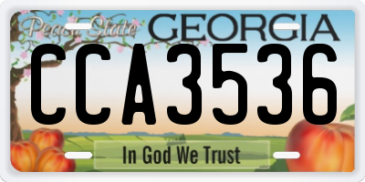 GA license plate CCA3536
