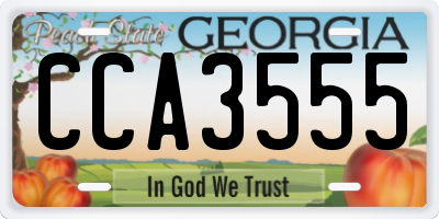 GA license plate CCA3555