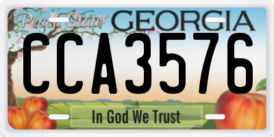 GA license plate CCA3576