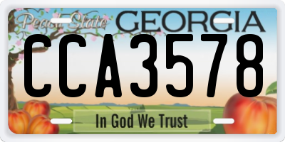 GA license plate CCA3578