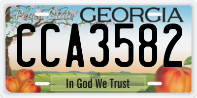 GA license plate CCA3582