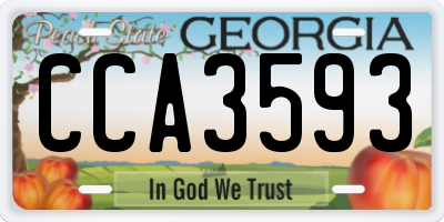 GA license plate CCA3593