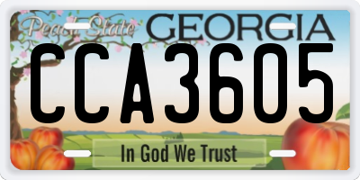 GA license plate CCA3605