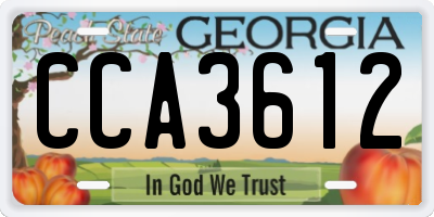 GA license plate CCA3612