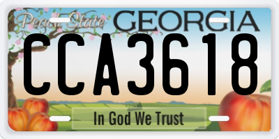 GA license plate CCA3618