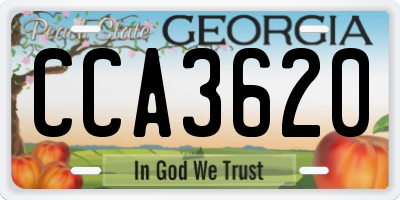 GA license plate CCA3620