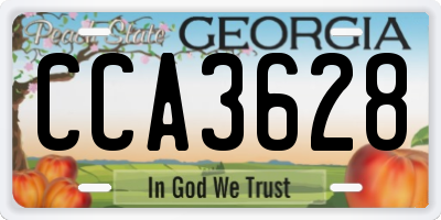 GA license plate CCA3628