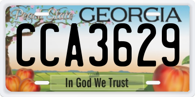 GA license plate CCA3629