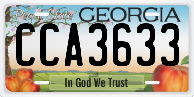 GA license plate CCA3633
