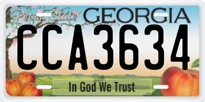 GA license plate CCA3634