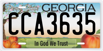 GA license plate CCA3635