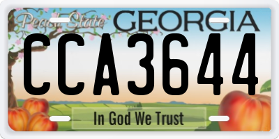 GA license plate CCA3644
