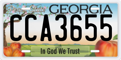 GA license plate CCA3655