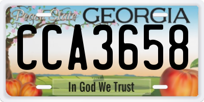 GA license plate CCA3658
