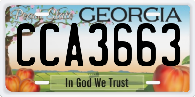 GA license plate CCA3663