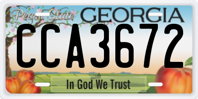 GA license plate CCA3672