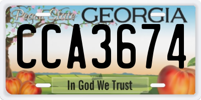 GA license plate CCA3674