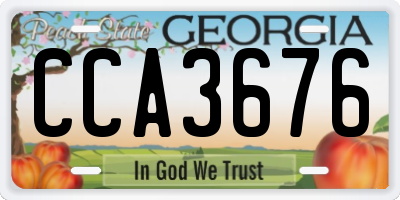 GA license plate CCA3676