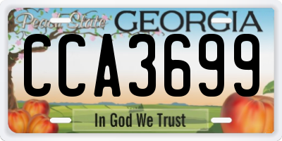 GA license plate CCA3699