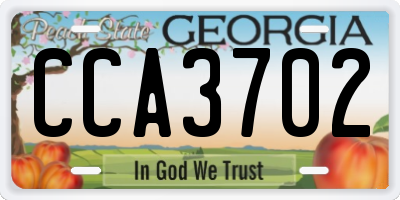 GA license plate CCA3702