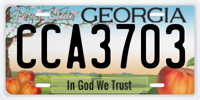 GA license plate CCA3703