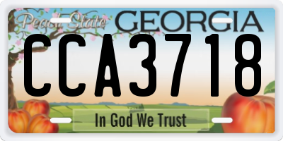 GA license plate CCA3718