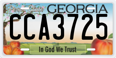 GA license plate CCA3725