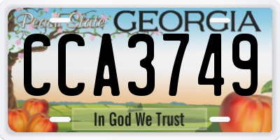 GA license plate CCA3749