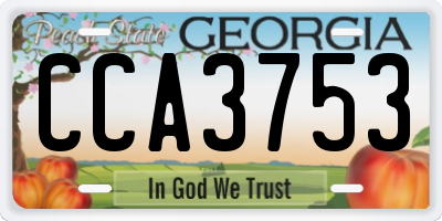 GA license plate CCA3753