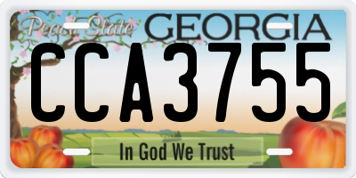 GA license plate CCA3755