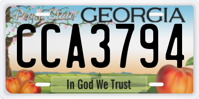 GA license plate CCA3794