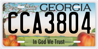 GA license plate CCA3804