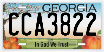 GA license plate CCA3822