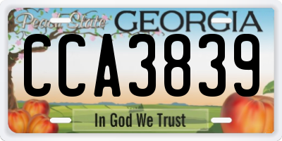 GA license plate CCA3839