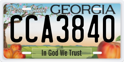 GA license plate CCA3840