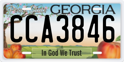 GA license plate CCA3846