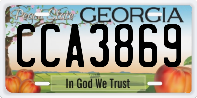 GA license plate CCA3869