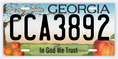 GA license plate CCA3892