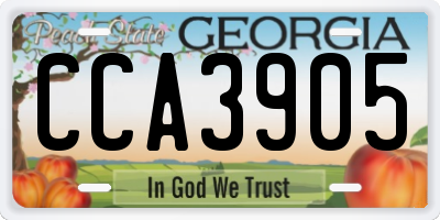 GA license plate CCA3905