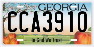 GA license plate CCA3910
