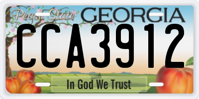 GA license plate CCA3912
