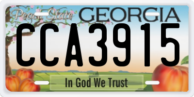 GA license plate CCA3915