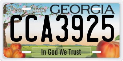 GA license plate CCA3925