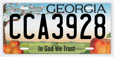 GA license plate CCA3928