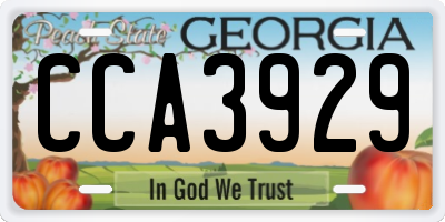 GA license plate CCA3929