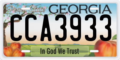 GA license plate CCA3933