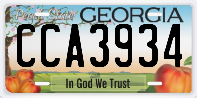 GA license plate CCA3934