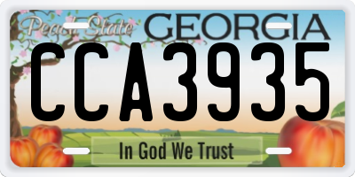 GA license plate CCA3935