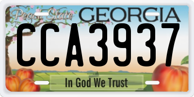 GA license plate CCA3937